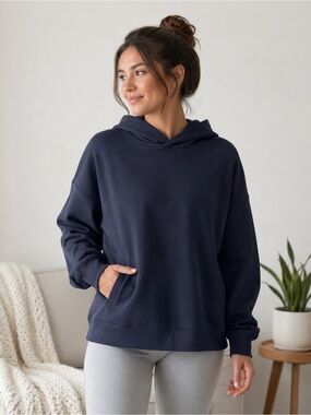 Lole Womens Mindset Soft Navy Blue Casual Travel Hoodie Sweatshirt, L